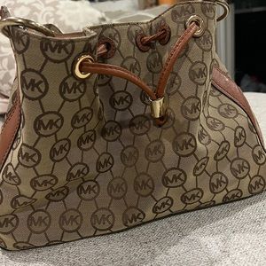 XL Michael Kors Satchel Brown Canvas Shoulder Bag